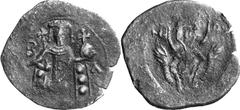 The Despot Collection of Late Byzantine The Empire of Nicaea Estimate: CHF 125.00 Lot of seven late Palaeologan coppers. Andronicus II (5). 1. Trachy (AE, 1.96 g). Virgin orans/Two Emperors. DOC 623. 