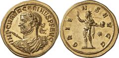 The Romans The Roman Empire Estimate: CHF 32'500.00 Carinus, 283-285. Heavy Aureus (Gold, 6.39 g 7), Siscia, 284. IMP C M AVR CARINVS P F AVG Laureate, draped and cuirassed bust of Carinus to left, ho