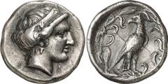Attica-Islands of the Aegean Attica-Islands of the Aegean, Olympia, Elis Estimate: CHF 4'500.00 Stater (Silver, 11.45 g 12), 356, Hera mint, the 106th Olympiad. F Head of Hera to right, wearing narrow