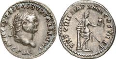 Roman Coins Roman Coins Estimate: CHF 500.00 Denarius (Silver, 3.46 g 6), July-December 79. IMP TITVS CAES VESPSIAN AVG P M. Laureate head of Titus to right. Rev. TR P VIIII IMP XIIII COS VII P P Venu