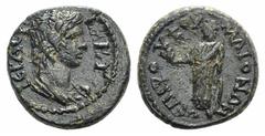 Lydia, Maeonia, c. 3rd century AD. ’ (16mm, 3.09g, 6h). Draped bust of Senate r. R/ Zeus Lydios standing l., holding eagle and scepter. VF