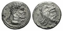 Cilicia, Mallos. Tiribazos (Satrap of Lydia, 388-380 BC). AR Stater (20mm, 10.03g, 9h), c. 388-387. Head of Herakles r., wearing lion's skin around neck. R/ Head of satrap r., wearing Persian headdres