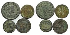 Lot of four Æ Roman Imperial coins, including Diocletian, Valentinian I, Julian II, Gratian. LOT SOLD AS IS, NO RETURNS