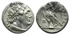 Ptolemaic Kings of Egypt. Ptolemy VI (180-170 BC). AR Tetradrachm (26mm, 14.08g, 1h). Uncertain Cypriot or Phoenician mint, year 87 (176/5). Diademed head of Ptolemy I r., wearing aegis. R/ Eagle stan