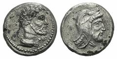 Cilicia, Mallos. Tiribazos (Satrap of Lydia, 388-380 BC). AR Stater (20mm, 10.03g, 9h), c. 388-387. Head of Herakles r., wearing lion's skin around neck. R/ Head of satrap r., wearing Persian headdres