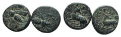 Ionia, Ephesos. Lot of 2 Æ coins (Stag / Bee; 12mm, 2.00-2.10g). Cf. SNG Copenhagen 247. Green patina, near VF