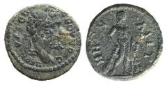 Septimius Severus (193-211). Lydia, Saitta. Æ (18mm, 3.53g, 6h). Laureate head r. R/ Herakles standing r., looking l., resting on club and holding lion's skin. SNG Copenhagen 405; SNG von Aulock 3097.