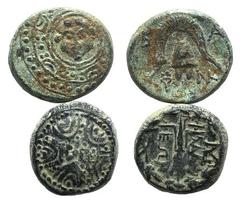 Lot of 2 Æ Greek coins, including Macedon, Alexander III (Gorgoneion within shield / Helmet; Salamis mint) and Lydia, Philadelphia (Shield / Thunderbolt). LOT SOLD AS IS, NO RETURNS