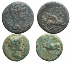 Lot of 2 Æ Roman Provincial coins, including Tiberius (Lycia, Termessus Minor) and Gaius Caligula (Corinth). LOT SOLD AS IS, NO RETURNS