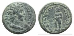 Marcus Aurelius (Caesar, 138-161). Lydia, Magnesia ad Sipylum. Æ (15mm, 2.92g, 6h). Bare-headed and draped bust r. R/ Infant Plutos (?) standing l., holding fruits in folds of chiton. SNG Copenhagen 2