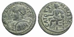 Gordian III (238-244). Lydia, Saitta. Æ (24mm, 7.46g, 6h). Laureate and cuirassed bust l., holding spear over shoulder and decorated shield. R/ Kybele seated l., holding phiale, resting elbow on tympa