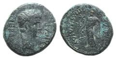 Nero (54-68). Lydia, Sardis. Æ (18mm, 5.84g, 12h). Mindios, strategos, AD 60. Bare head r. R/ Dionysos standing l., holding kantharos and thyrsos; panther at feet to l. Johnston, RPC I 2997; SNG Copen
