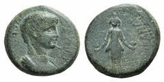 Roman Provincial Nero (54-68). Lydia, Philadelphia (as Neocaesarea). Æ (15mm, 3.51g, 6h). Ti. Neikanor, magistrate. Bareheaded and draped bust r. R/ Facing statue of Hekate, with torches. RPC I 3041; 