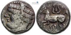Celts | Kelten Southwestern Slovakia, Celts Tetradrachm (2nd century BC). Head of Apollo / lily type Light traces of corrosion. Very rare! Südwestslowakei, Kelten Tetradrachme (2. Jh. v. Chr.). Typ Ap