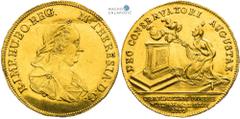 House of Habsburg | RDR Maria Theresa, House of Habsburg Gold token 1767 (1 and 1/4 Ducat). Empress's recovery from smallpox Fields tooled. Slightly bent. Maria Theresia, RDR Goldjeton 1767 (1 und 1/4