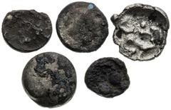 Celts | Kelten Central Europe, Celts Obol (5 pcs). Different types Mitteleuropa, Kelten Obol (5 Stk.). Verschiedene Typen Střední Evropa, Kelti Obol (5 ks). Různé typy VF / F