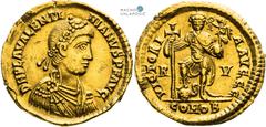 Valentinianus III, Roman Empire Solidus (426–430). Ravenna. Small scratches. Slightly wavy. Valentinianus III., Römische Kaiserzeit Solidus (426–430). Ravenna. Kleine Kratzer. Leicht gewellt. Valentin