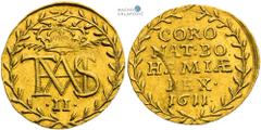 Matthias II, House of Habsburg Gold token 1611 (Ducat). Coronation of the Bohemian King in Prague. Prague. Remains of mint lustre in the fields. Small flan defects. Very rare! Matthias II., RDR Golden