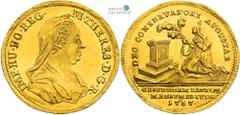 Maria Theresa, House of Habsburg Gold token 1767 (3/4 Ducat). Empress' recovery from smallpox. Vienna. Rare! Maria Theresia, RDR Goldjeton 1767 (3/4 Dukat). Genesung der Kaiserin von den Pocken. Wien.
