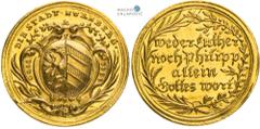 Germany, World coins Gold medal 1730 (Ducat). Nuremberg. 200th anniversary of the denomination Extraordinary specimen with mint lustre in the fields! Extremely rare! Deutschland, Münzen der Welt Goldm
