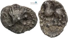 Southern Germany, Celts Obol. Manching type Light traces of corrosion. Slightly broken. Süd-Deutschland, Kelten Obol. Typ Manching Kleine Korrosionsspuren. Leicht geborsten. Jižní Německo, Kelti Obol.