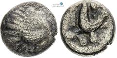 Pannonia and Balkan, Celts Obol. Kapostal type Pannonien und Balkan, Kelten Obol. Typ Kapostal Panonie a Balkán, Kelti Obol. Typ Kapostal 0,63 g, 7,8-8,1 mm, Ag, F / F