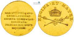 House of Habsburg | RDR Leopold II, House of Habsburg Gold token 1791 (3/4 Ducat). Maria Luisa. Coronation of the Bohemian queen in Prague. Scratches. Extremely rare! Leopold II., RDR Goldjeton 1791 (