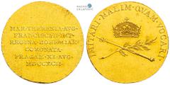 House of Habsburg | RDR Francis II, House of Habsburg Gold token 1792 (1 1/4 Ducat). Maria Theresa. Coronation of the Bohemian queen in Prague. Slightly wavy from striking. Rare! Franz II., RDR Goldje