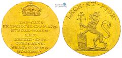 House of Habsburg | RDR Francis II, House of Habsburg Gold token 1792 (3/4 Ducat). Coronation of the Bohemian king in Prague. Very rare! Franz II., RDR Goldjeton 1792 (3/4 Dukat). Krönung zum böhmisch