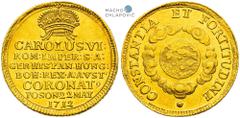 Charles VI, House of Habsburg. Gold token 1712 (1 1/4 Ducat). Coronation of the Hungarian King in Pressburg. Vienna. Very rare! Karl VI., RDR. Goldjeton 1712 (1 1/4 Dukaten). Krönung zum ungarischen K
