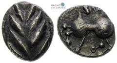 Southern Slovakia / Northern Hungary, Celts. Obol. Laurel wreath type. Light traces of corrosion. Rare! Südslowakei / Nordungarn, Kelten. Obol. Typ Lorbeerkranz. Kleine Korrosionsspuren. Selten! Jižní