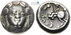 Pannonia and Balkan, Celts. Tetradrachm. Typ Apollokopf - Dickschrötling. Nice patina. Pannonien und Balkan, Kelten. Tetradrachme. Typ Apollokopf - Dickschrötling. Schöne Patina. Panonie a Balkán, Kel