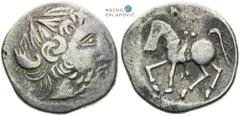 Pannonia and Balkan, Celts. Tetradrachm. Sattelkopfpferd type. Pannonien und Balkan, Kelten. Tetradrachme. Typ Sattelkopfpferd. Panonie a Balkán, Kelti. Tetradrachma. Typ Sattelkopfpferd. 8,29 g, 22-2