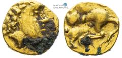 Southern Germany, Celts. 1/24 Stater – AE gold plated (3rd/2nd century BC). Androkephales Pferd type. Rare! Süd-Deutschland, Kelten. 1/24 Stater – AE Subärat (3./2. Jh. v. Chr.). Typ Androkephales Pfe