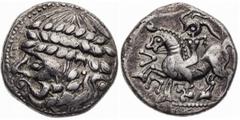 Celtic Hungary ( Transdubia ) / Kelten Ungarn ( Transdubien ) AR Tetradrachm, Maszlonypusta type („Zopfreiter“) / AR Tetradrachme, typ Maszlonypusta („Zopfreiter“), 11,56 g, 24,3 mm, Ag, Göbl 1973a, č