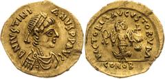 Justinian I, Byzantine Empire Tremissis (1/3 Solid) Justinian I, Byzantinisches Reich Tremissis (1/3 Solid) Justinián I., Byzantská říše Tremissis (1/3 Solidu) Konstantinopol / Constantinople / Istanb