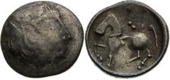 Celts / Kelten Dacia, Celts Tetradrachm, Type Sattelkopfpferd Dakien, Kelten Tetradrachme, Typ Sattelkopfpferd Dácie, Kelti Tetradrachma, Typ sedlovitá hlava koně 6,51 g, 23,7 mm, Ag , Göbl OTA 300/5 