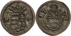 House of Habsburg / RDR Leopold I, House of Habsburg Obol 1703 Leopold I., RDR Obol 1703 Leopold I., Obdobie vlády Habsburgovcov Obol 1703 Kremnica / Kremnitz, 0,31 g, 12 mm, Ag, Huszár 1518, Unger II