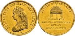 Hungarian Coronation Medals / Ungarische Krönungsmedaillen Francis Joseph I, Austrian Empire Gold Token 1867 (Ducat), Coronation of hungarian Queen in Buda Latin inscription. Franz Joseph I., Kaisertu