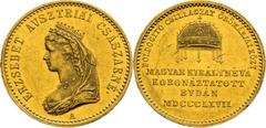Hungarian Coronation Medals / Ungarische Krönungsmedaillen Francis Joseph I, Austrian Empire Gold Token 1867 (Ducat), Coronation of hungarian Queen in Buda Scratches. Hungarian inscription. Franz Jose