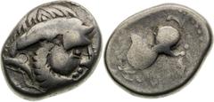 Serbia (Syrmia), Celts Tetradrachm, Kugelwange type Serbien (Syrmien), Kelten Tetradrachme, Typ Kugelwange Srbsko (Syrmie), Kelti Tetradrachma, Typ Kugelwange 11,69 g, 19-24 mm, Ag, Pink -, Lanz -, Fl