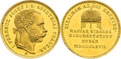 Austrian Empire / Kaisertum Österreich Francis Joseph I, Austrian Empire Gold Token 1867 - Ducat, Coronation of King of Hungary in Buda Hungarian inscription Nice luster in the fields! Franz Joseph I.