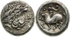 Celts / Kelten Serbia, Scordisci, Celts Tetradrachm (3rd/2nd century BC), Helmschweifreiter type Scratch Light traces of corrosion Serbien, Skordisker, Kelten Tetradrachme (3./2. Jh. v. Chr.), Typ Hel