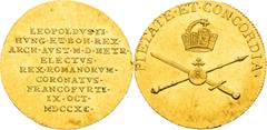 Leopold II - Coronation Medals and Tokens Leopold II, House of Habsburg Gold Token 1790 (3/4 Ducat), Coronation of roman emperor in Frankfurt am Main Edge nick Rare! Leopold II., RDR Goldjeton 1790 (3