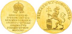 Leopold II - Coronation Medals and Tokens Leopold II, House of Habsburg Gold Token 1790 (3/4 Ducat), Coronation of hungarian king in Pressburg Rare! Leopold II., RDR Goldjeton 1790 (3/4 Dukat), Krönun