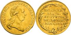 Leopold II - Coronation Medals and Tokens Leopold II, House of Habsburg Gold Token 1791 (Ducat), Homage in Belgium Rare! Leopold II., RDR Goldjeton 1791 (Dukat), Huldigung in Belgien Selten! Leopold I