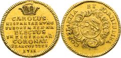 House of Habsburg / RDR Charles VI, House of Habsburg Gold Token 1711 (3/4 Ducat). Coronation of roman emperor in Frankfurt Very rare! Karl VI., RDR Goldjeton 1711 (3/4 Dukat). Krönung zum römischen K