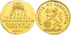 Maria Theresia - Medaillen und Jetonen Maria Theresa, House of Habsburg Gold Token 1741 (3/4 Ducat). Coronation of hungarian queen in Pressburg Nice luster in the fields. Very rare! Maria Theresia, RD