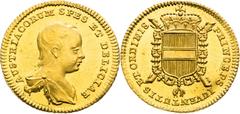 Maria Theresia - Medaillen und Jetonen Maria Theresa, House of Habsburg Gold Token 1741 (1/2 Ducat). Birth of the archduke Joseph Rare! Maria Theresia, RDR Goldjeton 1741 (1/2 Dukat). Geburt von Erzhe