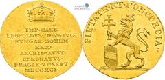 House of Habsburg | RDR Leopold II, House of Habsburg Gold Token 1791 (3/4 Ducat). Coronation of bohemian king in Prague Rare! Leopold II., RDR Goldjeton 1791 (3/4 Dukat). Krönung zum böhmischen König